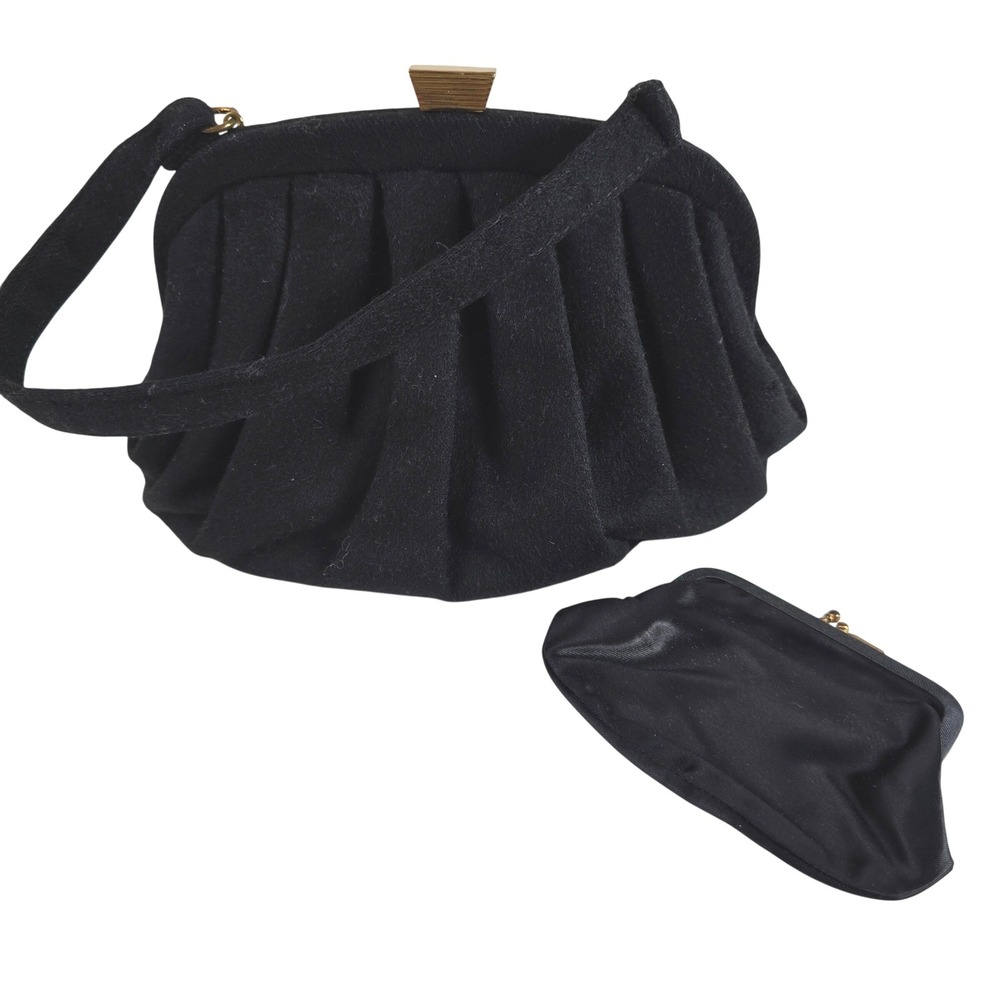 Malama Vintage Wool Pleated Handbag with Coin Purse MCM Pinup Style **READ**